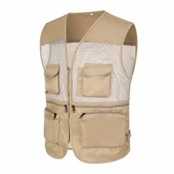 Nam Thoáng Khí Nhiều Ngăn Áo Vest Lưới Miếng Dán Cường Lực Nhanh Khô Công Việc Ngoài Trời Câu Cá Du Lịch Chụp Ảnh Áo Khoác
