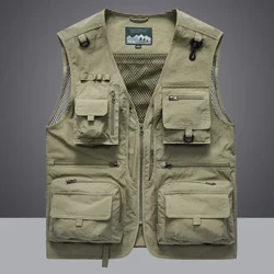 Fir Samhraidh ag Díluchtú Cóta Dílsithe Oirbheartaíochta Fir Ócáideach Grianghrafadóir Waistcoat Mogalra Oibre Uirlisí Jacket sleeveless Dílse póca 5XL