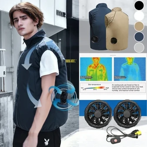 Mannen Zomer Airconditioning Kleding Fan Koelvest 2022 Nieuwe USB Opladen Koeling Sport Man Outdoor Effen Kleur Jas Plus size