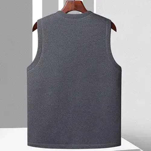 Rompi Musim Dingin untuk Pria Pria Single-Breasted V Neck Plush Tanpa Lengan Cardigan dengan Kantong Musim Gugur Musim Dingin Kasual Tahan Dingin Plus