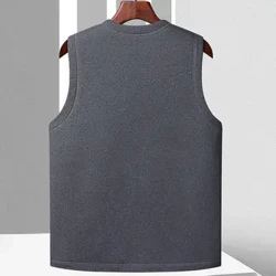 Rompi Musim Dingin untuk Pria Pria Single-Breasted V Neck Plush Tanpa Lengan Cardigan dengan Kantong Musim Gugur Musim Dingin Kasual Tahan Dingin Plus