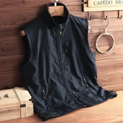 Spring at Autumn Thin Casual Breathable Vest Coat para sa Kabataan ng Kalalakihan, Katanghaliang-gulang at Matatanda na Mabilis na Pagpapatuyo ng Tank Top