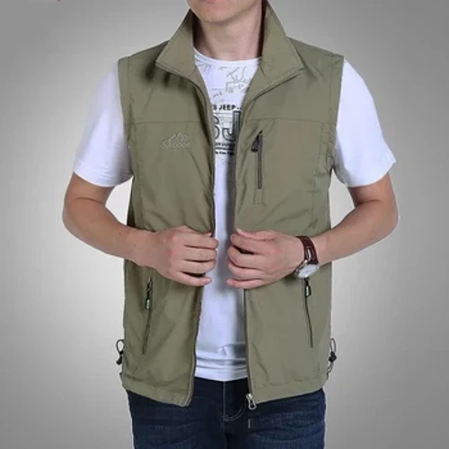 Áo vest khô nhanh dành cho nam giới chụp ảnh thường ngày, câu cá, áo vest nhiều túi, áo khoác, quần áo đi làm, áo vest ngoại cỡ