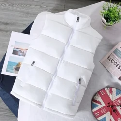 Jaket Rompi Putih Pria Slim Fit Berdiri Kerah Tanpa Lengan Jaket Puffer Musim Semi Musim Gugur Kasual Rompi Pria Mantel Hangat 2024 Tren