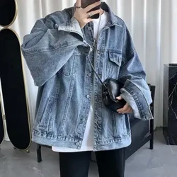 Siaced Denim Dynion Siaced Dynion Arddull Hip Hop Retro Siaced Denim gyda Chotiau Dynion Aml Pocedi a Maint ar gyfer Dillad Stryd Achlysurol