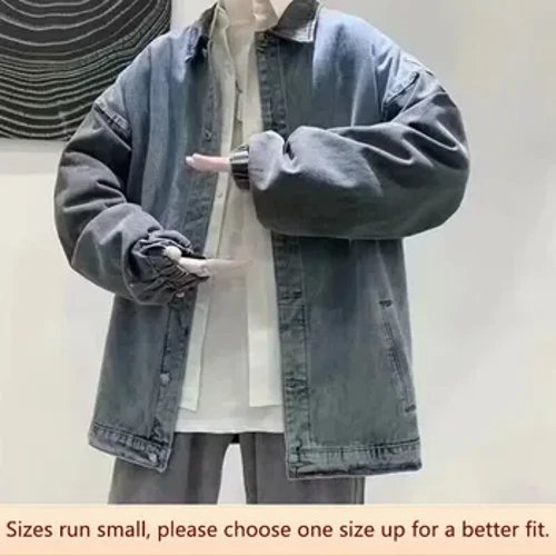 Vintage Hong Kong stijl denim jasje heren herfstontwerp gevoeligheid kleurblokkerende revers top veelzijdig trendy modemerk