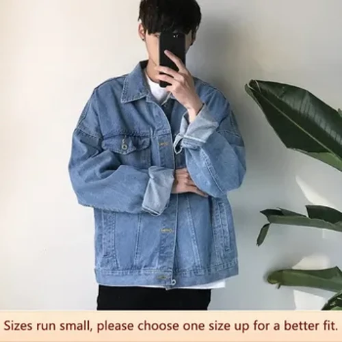 Veste en jean pour hommes, coupe ample, Style Harajuku, Version coréenne, tendance, sweat à capuche pour Couple étudiant, scène décontractée, automne