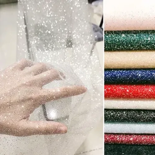 Sáng Bóng Lấp Lánh Sequin Mềm Sợi Lưới Ren Sparkle Voan Bạc Vải Lưới DIY May Áo Cưới Mạng Che Mặt Vũ Tutu Trang Trí Đạo Cụ