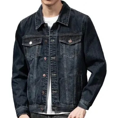 Áo khoác dáng ôm vừa vặn Áo khoác denim nam sành điệu có nhiều túi cổ áo có khóa đơn ngực Phong cách Hàn Quốc Mùa xuân cho A