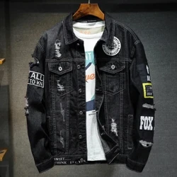 Dynion Brand Denim Siaced Streetwear Pync Beic Modur Rhwygo Argraffu Cotiau Cowboi Ansawdd Uchel Twll Achlysurol Rhydd Dillad Jeans Gwrywaidd