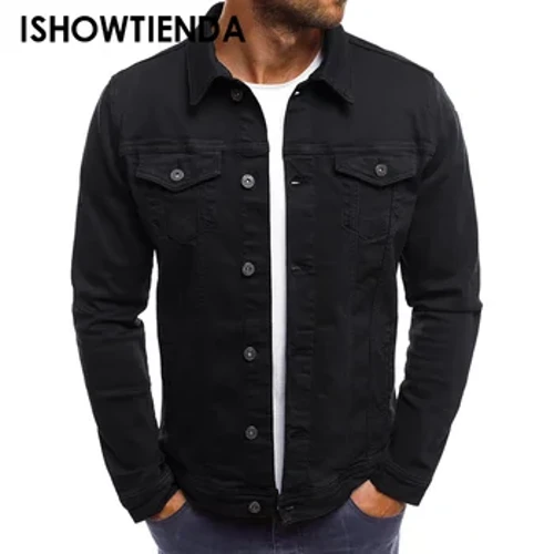 Männer Hierscht Wanter Button Solid Faarf Vintage Denim Jacket Tops Blouse Mantel Casacos De Inverno Masculino Männer Jacket Пальто