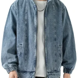 Best-S 71USD jaqueta jeans masculina casual outono com zíper jaqueta folgada azul vintage jaqueta masculina de pano da moda