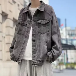 Dynion Côt Gwanwyn Dynion Siaced Retro Hop Arddull Denim Siaced gyda Phocedi Aml Ffit Rhydd ar gyfer Maint a Mwy Dynion Côt Dillad Stryd