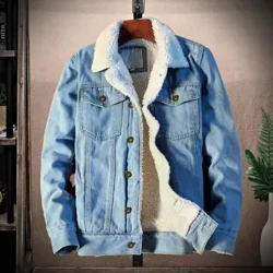 Trendiger Jeansmantel, langärmlig, Winter-Jeansjacke, Reverstaschen, Jeansoberbekleidung
