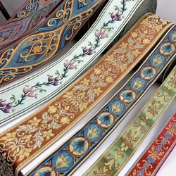 Panglică de dantelă de broderie etnică vintage de 1 m Boho Trim DIY îmbrăcăminte Geanta Perdele Accesorii de artizanat Tesatura brodata