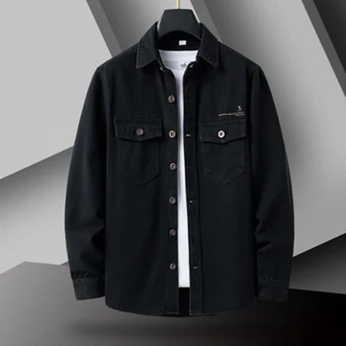 Ново дънково яке Мъжки ретро дънкови палта Streetwear Модно дънково яке Мъжко дънково връхно облекло с обърната яка Памучно яке