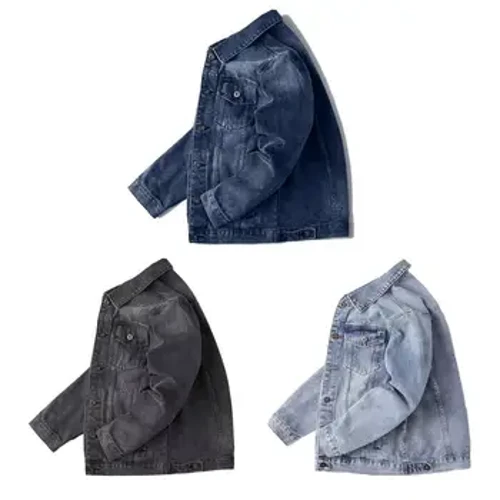 Kāleka Kāne Hop ʻO ke ʻano Denim Kāleka me nā ʻeke he nui Lapel no nā kāne lole alanui ʻaʻahu me ka nui o ka lima lōʻihi me ka umauma hoʻokahi.