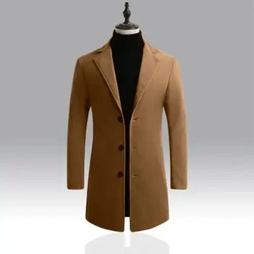 Gabardina de estilo coreano para hombre, abrigo informal, chaquetas para hombre, ropa larga cálida, abrigo ajustado con botones de solapa, anorak de primavera