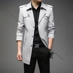 Ny vår Män Trench Mode England Stil Långa Trenchcoats Herr Fritidskläder Ytterkläder Jackor Vindjacka Märke Herrkläder