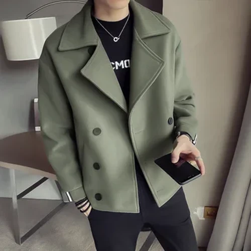 Jacket Cóta Trench na bhFear Nua an Fhómhair agus an Gheimhridh Cóta Olann Ócáideach Te