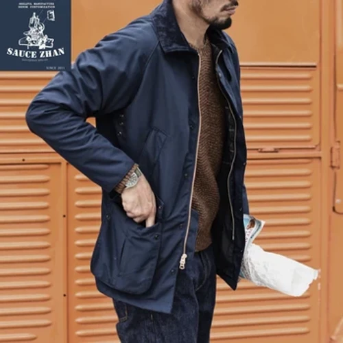 SauceZhan Klassisk vokset jakke for menn Trench Coat Ulljakke Vanntett Trench Oljefri voksstoff TRUCKER Vinter Trench Coat Menn