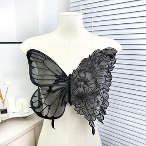 Moda Büyük Kelebek Nakış Aplikler Elbise Yamalar Dantel Kumaş Aksesuarları düğün elbisesi Nedime DIY Dekor