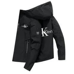 Jaqueta com capuz masculina 2023 nova primavera e outono marca masculina trench coat moda casual zíper com capuz jaqueta masculina fina