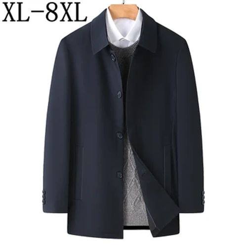 8XL 7XL 6XL yeni sonbahar erkek iş uzun ceketler 2021 rahat rüzgarlık gevşek ceket erkekler trençkot erkekler moda erkek palto