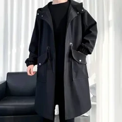 Gearrthóir gaoithe poileistir d'Fhir Cóta Trench Cochaill Stylish na bhFear le Dúnadh Zipper Pócaí Móra Éadaí sráide uiscedhíonach d'Fhir