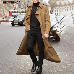 Ylleöverrock Kappa Ytterkläder Långärmade trenchcoats Jacka Snygg Elegant Pocket Coat Lång kappa Vinterullrock Smal herrkappa