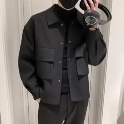 Wanter Männer Woll Trenchcoat Jacket Short Slim Fit Casual Coats Koreanesch Solid Color Steetwear Windbreaker Turndown Collar Outwear