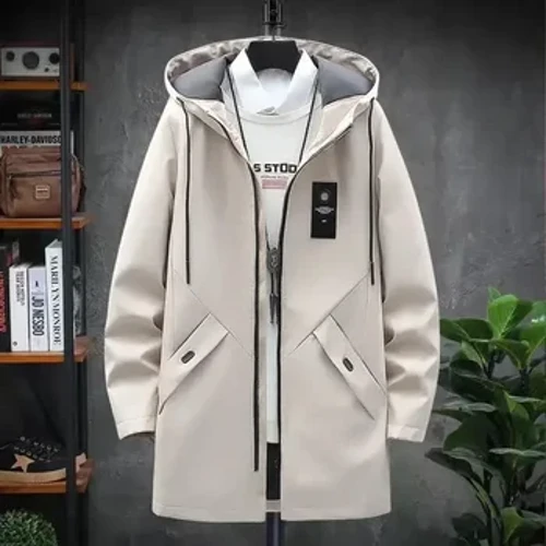 2023 efterår og vinter plus størrelse trenchcoat mellemlang frakke plus fleece tyk hættejakke Trendy herrefrakke 6XL