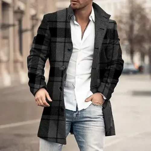 Abesilisa Abadumile I-Overcoat Autumn Winterproof Pockets Jacket Turndown Collar Male Trench Coat for Daily Wear