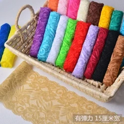15Cm Co Giãn Rộng Hoa Phối Ren Ruy Băng Tự Làm Trang Phục May Vải Đen Trắng Đỏ Hồng Xanh Tím Xanh Vàng ren Băng