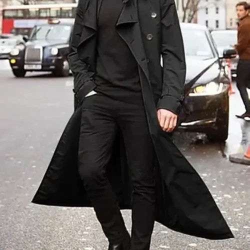 2024 Långa trenchcoats för män Jacka Vår Höst Mode Ny Solid Smal vindskydd Ytterkläder Eleganta män Business Party Overcoats
