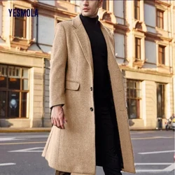 YESMOLA Güýz gyş erkek erkek palto Gaty uzyn ýeňli ýüň penjekler ýüň erkekler palto köçe eşikleri moda uzyn çukur daşky eşikler