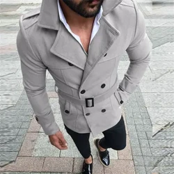 Yeni Ceket Erkekler Slim Fit Uzun Kollu Takım Elbise Üst Ceket Trençkot Dış Giyim Erkek Ceket Yün Kapşonlu Sonbahar Kış Sıcak Düğme Ceket