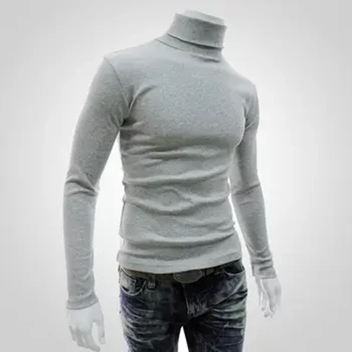 Siwmper Ffit Crwban-Slim Steil yr Hydref Siwmper Dynion Cyfeillgar i'r Croen Siwmper Lliw Solid Siwmper Turtleneck ar gyfer Gwisgo Dyddiol
