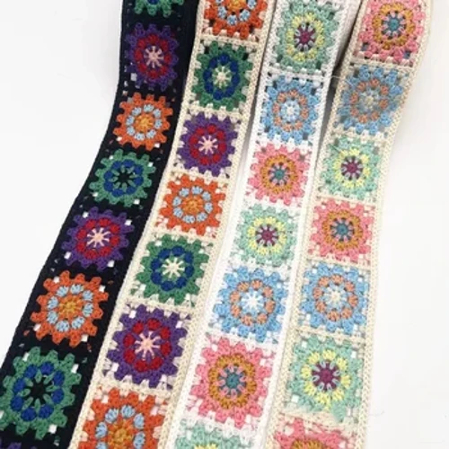 Rhuban Lace 1 Iard ar gyfer Ffabrig Gwnïo Apparel Trim Ffabrig Las Crosio Affeithwyr wedi'u Gwneud â Llaw