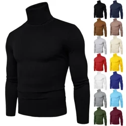 Bahar 2024 Turtleneck switer Erkekler trikota solid gaty reňkli pullovers