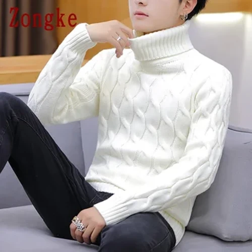 Turtleneck zuria Gizonezkoen arropa Neguko jertsea Gizonezkoen berokiak marradun lepoko jertsea Gizonezkoen turtleneck M-2XL 2024 iritsi berriak