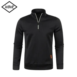 Sweatshirts Fir Earraigh Tiubh Snáthóg ZipperHalf do Fireann Cochaillín Fear Geansaí Fómhar Dath Soladach Turtleneck Sweaters