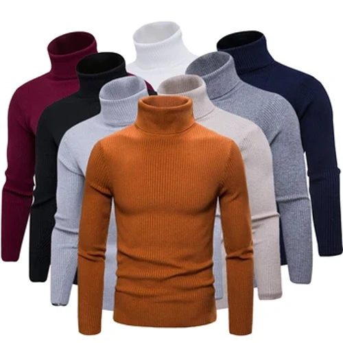 2023 Cổ Cao Dày Mùa Đông Ấm Áo Len Nam Cao Cổ Thương Hiệu Nam Áo Len Slim Fit Chui Đầu Nam Đan Nam Đôi Cổ Áo