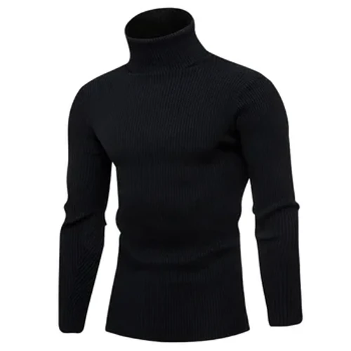 Ny höst-vinter polokragetröja Herr Enfärgad Casual Ull Stickad Pullover Tröja Herr Slim Fit Pullover Herrkläder