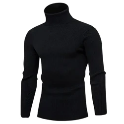 Ny höst-vinter polokragetröja Herr Enfärgad Casual Ull Stickad Pullover Tröja Herr Slim Fit Pullover Herrkläder