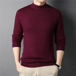 Ull 2023 splitter ny kashmirgenser for menn Halv turtleneck herregensere strikkegensere for mannlige ungdommer slanke strikkeplagg herregenser
