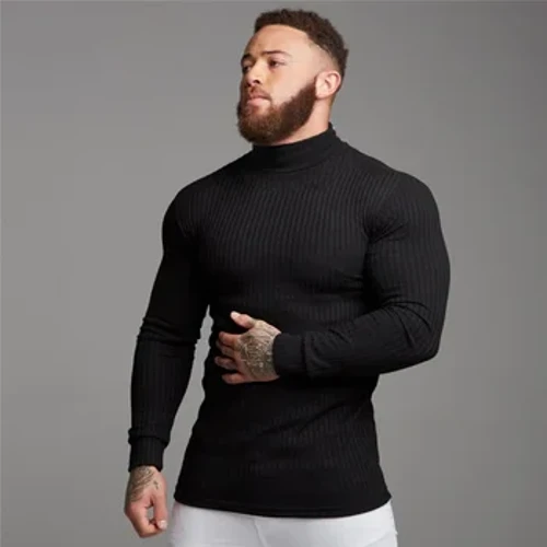 Vår Höst Mode Turtleneck Herr Tunna Tröjor Casual Roll Neck Solid Varm Slim Fit Tröjor Herr Turtleneck Pullover Herr