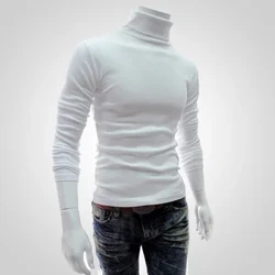 Täze erkekleriň inçe pyşdyl uzyn ýeňli üstleri Pullover ýyly uzalýan trikotawear switer berk berk boýun