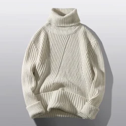 Höst Vinter Herr Turtleneck Tröjor Pullovers Enfärgad Långärmad Slim Fit Ungdom Stickad Casual Pullover Tröja Herr