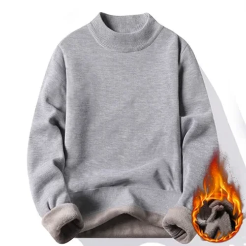 Moda Erkaklar Casual Slim Fit Asosiy Turtleneck Trikotaj Sviter Yuqori Yoqa Qozoq Erkaklar Ikki Yoqa Kuzgi Qishki Tops